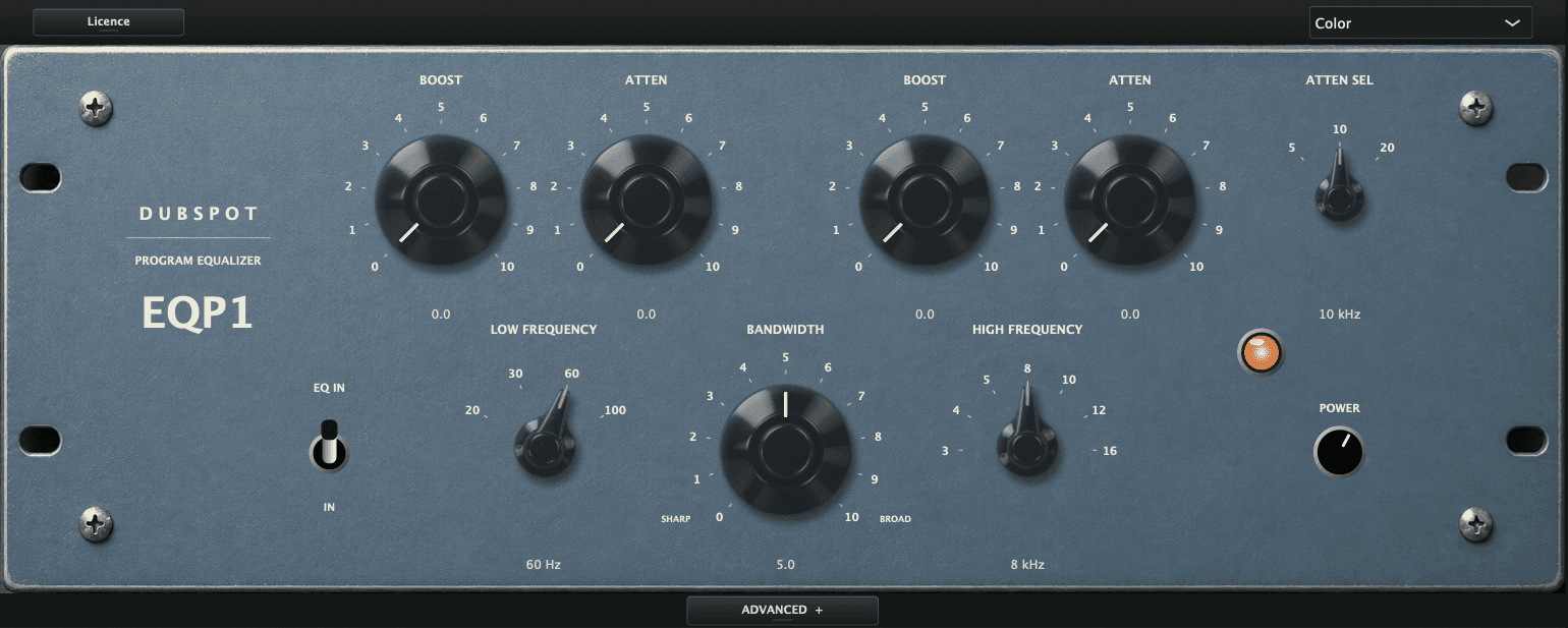 The blue front panel of Dubspot EQP1