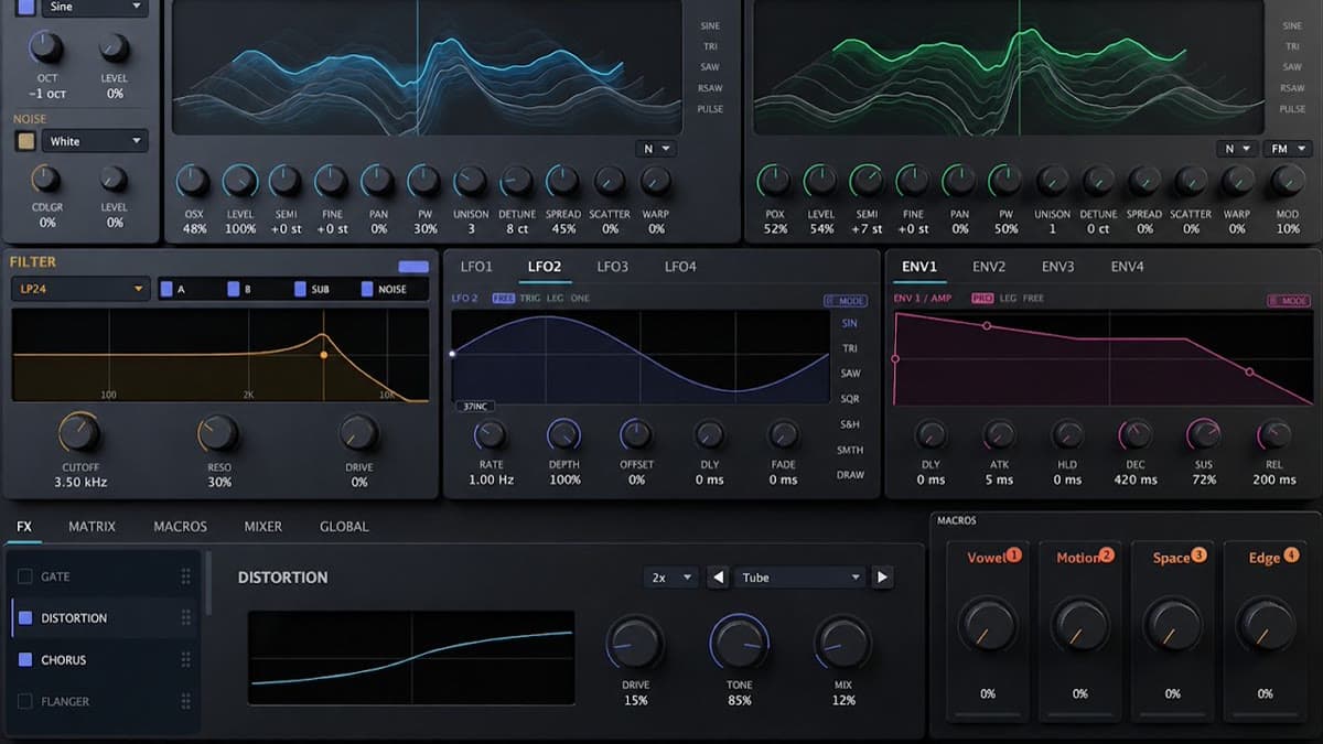 Butterlamp Audio Tilichu wavetable synthesizer plugin with dual oscillators and modulation matrix